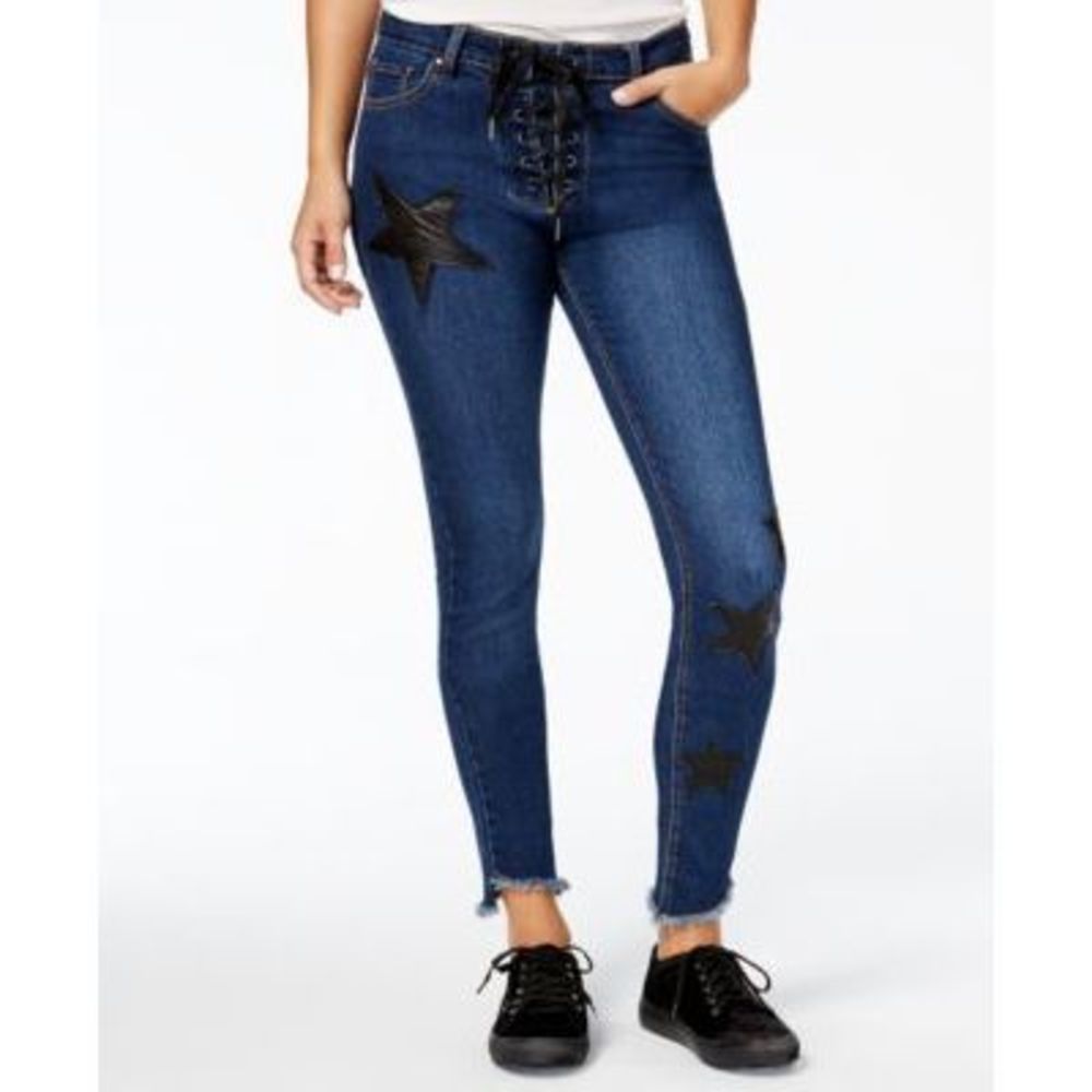 Seventeen Juniors Blue Lace-up Skinny Jeans Size 3